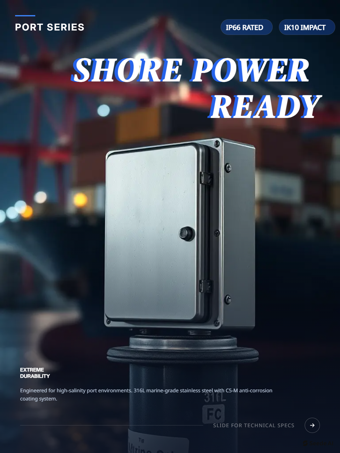 Wharf shore power matching: In high salt spray and high humidity environments, where is the anti-corrosion limit of stainless steel distribution boxes?