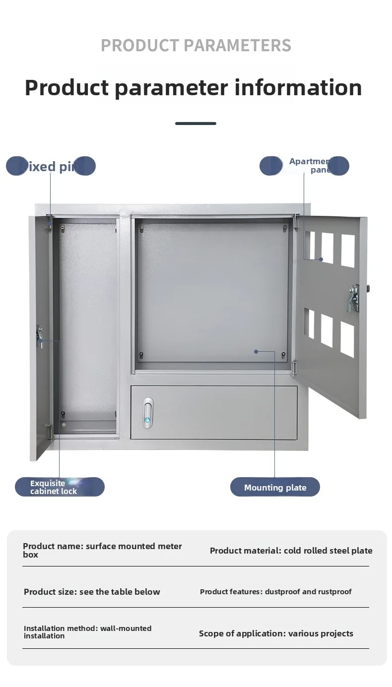 Iron Indoor Concealed Electrical Meter Box